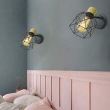 2 Sets Of Personalized Bedroom Headboard, Left And Right Decorative Wooden Wall Lights, Creative TV Wall Wooden Wall Lights, Iron Living Room Wall Lights - 2件鐵藝壁燈 - 查看 4