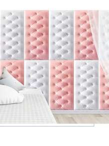 6 Pcs 35cm*70cm 3D Embossed Foam Wallpaper With Imitation Leather Grain,Soft And Textured(Thickness 0.4cm/0.16in), Self-Adhesive Foam Wall Sticker Stickers Room Decor Wall Decor Wall Stickers