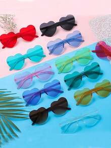Gafas de fiesta con forma de corazón de color caramelo sin montura, divertidas para fiestas para mujeres y hombres, accesorios de playa, gafas de moda con forma de corazón, gafas de fiesta, para bodas, cumpleaños, viajes, despedida de soltera, boda, regalo para el equipo de la novia