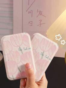 2 件便携式化妆镜，PU 皮革小镜子，可折叠，旅行镜，适合送礼，旅行必需品，化妆必需品，易于存放圣诞节，适合节日礼物 - 粉色 - 查看 2