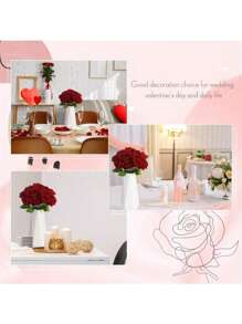 1 pièce/5 pièces/10 pièces/12 pièces Bouquet de fleurs de rose en soie artificielle avec longues tiges, décoration réaliste pour la maison, le mariage, la fête, la Saint-Valentin, l'anniversaire, les cadeaux de remise de diplôme, style bohème, grandes et petites roses, décoration d'atmosphère