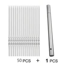 20/30/50pcs Durable Stainless Steel BBQ Skewers With 1 Tube Storage, Reusable And Easy To Clean For Outdoor And Indoor Grilling Parties