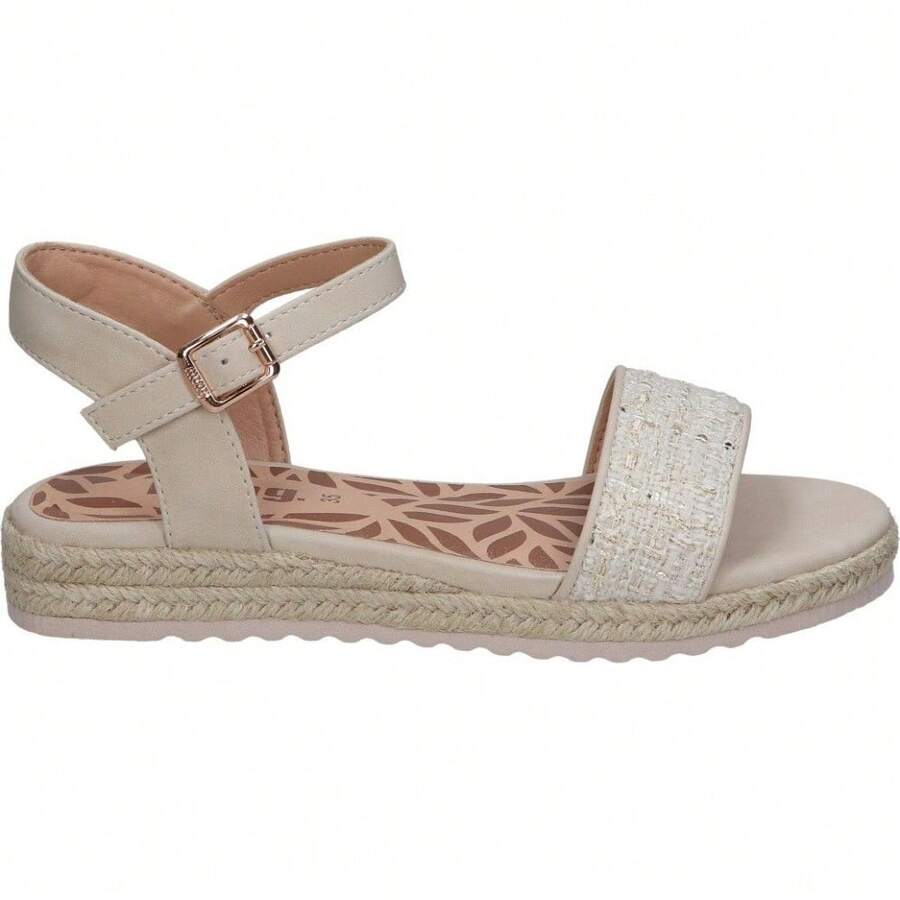 MTNG| Sandalias Planas Mustang Pad para Niña – Sandalias con Esparto – Sandalias de Verano con Cierre de Hebilla – Estilosas – Cómodas y Versátiles – Modelo 48963 - ✅ Entrega 24/72h a España (península) - Beis - Ver 1