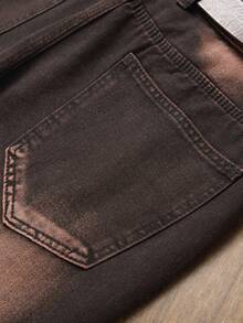 Men's Black Straight Slim Fit Vintage Distressed Ripped Jeans - Black - View 6