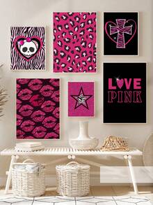 1 件帆布墙面艺术房间装饰美学，低俗的 Y2k 海报，适合女孩卧室，2000 年代热粉色墙面艺术，Emo Baddie 印刷品，适合女性公寓，无框 - 彩色 - 查看 3