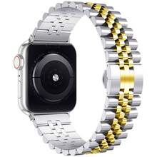 5-Bead Apple Watch Band Compatible With Apple Watch Series 6/7/8/Ultra, Metal Butterfly Buckle Link Band - Multicolor - View 7