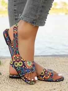 Black Elegant Women's Casual Slippers, Fashion Bohemian Style Beach Sandals, Flat Non-Slip Durable Comfortable