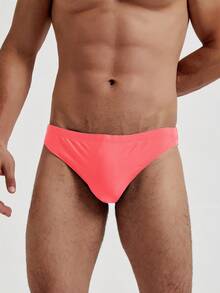 Celana Renang Pria Model Segitiga Seksi Warna Polos Pinggang Rendah, Celana Pendek Pantai Olahraga - Watermelon Pink - View 1