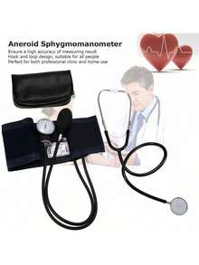 1 Set Manual Blood Pressure Monitoring Kit, Manual Arm Blood Pressure Monitor, Home Dual Arm Dual Tube Dual Head Stethoscope Blood Pressure Monitor, With Black Storage Case, Portable, Manual Blood Pressure Cuff, Stethoscope, Blood Pressure Monitor And Black Carrying Case, Includes Adult Cuff And Calibration Tool, Suitable For Home And Business Travel - Adult - Multicolor - View 7