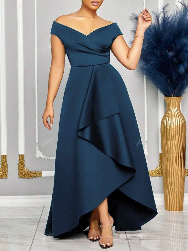 Vestido elegante de moda para mujer de Europa y Estados Unidos, atuendo para concierto de país, atuendo de club, vestido sexy y delgado de alta gama, vanguardista de un solo hombro, cintura profunda en V, vestido de fiesta, vestido de cóctel, vestido de invitada de boda para mujer