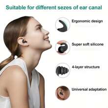 2pcs Reusable Silicone Swimming Ear Plugs, Comfortable Soft Triple-Layer Shark Fin Design, Suitable For Swimming, Surfing, Snorkeling, Shower, Pond And Beach Water Sports - Random Style - Christmas Gift