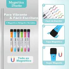 Calendario Magnético para Refrigerador, Pizarron Organizacion 2 Planificador Mensual Semanal con 1 Pizarrón Blanco, Pizarra Magnetica Flexible de Nevera con 6 Plumones y Borrador para notas diario menu semanal magnetico