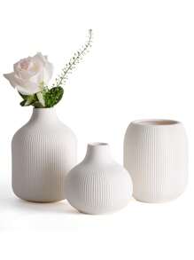 1 pièce Vase en céramique blanc, vases bohèmes pour la décoration de la maison, vase de style ferme moderne pour herbe de la pampa, fleurs, vases blancs décoratifs, centre de table pour mariage, salon, chambre à coucher, table de café, entrée