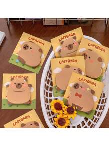 6/12/24/30 pièces Stylos Capybara en vrac 4-en-1 stylo à bille multicolore avec des notes autocollantes mignonnes de Capybara. Bloc-notes autocollants de Capybara de dessin animé pour cadeaux d'anniversaire, prix, faveurs de fête (aléatoire)