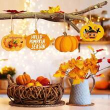 Unfinished Wooden Carved Pumpkin Shape Slices For DIY Painting, Decoration Crafts For Holidays, Home
