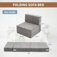 Lilypelle 6" Extra Thick Folding Sofa Bed, Tri Folding Floor Mattress, Sofa Futon Folding Chair Bed, Portable Floor Beds Folding Couch For Playroom - 灰色 - 查看 3