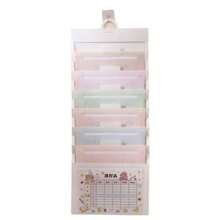 1pc White/Black Foldable Exam Paper Hanging Organizer With 6 Pockets – Durable PP Material, Large Capacity For Students, Office Desk Storage Bag With Labeling Stickers, ABS Plastic Construction,Back To School,School Supplies