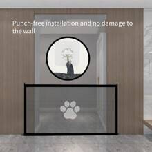 Retractable Pet Gate/Fence Dog Cat Safety Barrier For Indoor Stairs Hallway, No Drill Installation