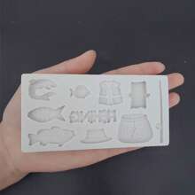 Reusable Mini Fishing Decor Silicone Mold DIY Handmade Prop Fondant Cake Decorating Candy Mold Kitchen Tool Baking Tool Cupcake Topper Decoration Mold For Wedding Birthday Party