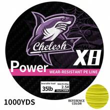 Chelesh 1000m 8 股 PE 编织鱼线，每种颜色 1 米，黄色，多种强度选择，适用于海钓和淡水钓鱼，高耐磨，钓鱼礼物 - 彩色 - 查看 24