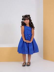 Children's Dress Girl Party Wedding Rounded Bow Delicate Elegant Evangelical Fashion Midi Blogger Princess Fashion Look Special Occasion Photo Shoot Tie On The Back Comfortable Practical Closure