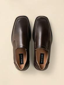 Men's Black Slip On Leathers Lined Square Toe Dress Loafers Shoes For Casual Weekend Formal Work - Màu nâu  Mocha - Xem 1