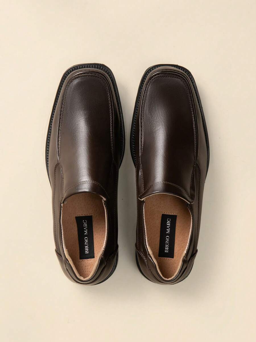 Men's Black Slip On Leathers Lined Square Toe Dress Loafers Shoes For Casual Weekend Formal Work - Màu nâu Mocha - Xem 1