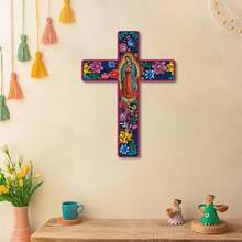 1 pezzo Decorazione da parete in legno a tema religioso messicano Putuo Decor, L'ultima cena, croce da parete in legno montata per casa, fattoria, caffetteria, regalo - Multicolore - Visualizzare 6