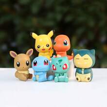 pokemon 6pcs Cartoon Mini Anime Character Desktop Decor, Desktop Decorative Doll, Anime Collection Model, Figurine Collection, Model Doll, Suitable As Birthday Gift, Holiday Gift