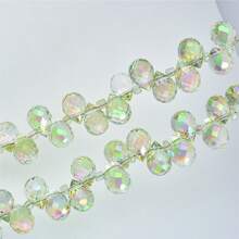 QYDCX Mărgele de sticlă cristalină 8x10mm 20/50 buc, mărgele de cristal fațetate pentru confecționarea bijuteriilor, mărgele de sticlă strălucitoare în formă de lacrimă pentru colier, brățară, cercei, artizanat DIY