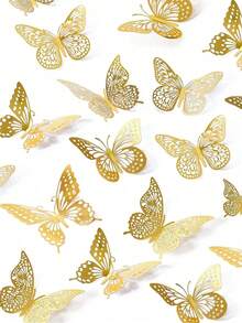 48件彩色3D蝴蝶蛋糕装饰 - 适用于蝴蝶生日派对、蛋糕装饰、礼品装饰、幼儿园装饰！圣诞节、万圣节、感恩节、复活节礼物