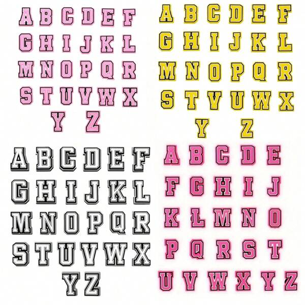 26/104pcs Multi Color Letter Series Shoe Charms, Fit For Sandals And Slippers, PVC Shoe Decoration, Unisex, Christmas, Birthday, Party Gifts