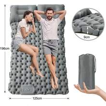 Colchoneta Camping Doble Autohinchable, Esterilla Acampar Plegable Hinchable con Almohadas, Colchón Impermeable Matrimonial, para Mochileros, Senderismo (Gris) - Doble Gris Oscuro - Ver 10