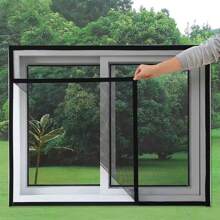 1 pieza Pantalla de malla a prueba de insectos de verano, pantalla de ventana transparente autoadhesiva de bucle y gancho transpirable, pantalla de puerta y ventana invisible de alta densidad, cortina antimosquitos y antpolvo, se ajusta a diversas puertas y ventanas, sin necesidad de perforación, extraíble y lavable, para todas las estaciones