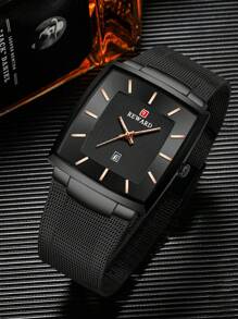 REWARD REWARD Men's Quartz Watch Business Fashion Style Timing Calendar Luminous Hands Multi-Functional Men Wristwatch High Quality Gift Classic Design Stainless Steel Watch Band