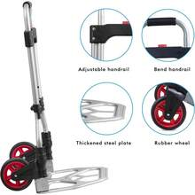 Hand Truck Aluminum Foldable Hand Cart With 6" Wheels 220 Lbs Capacity - 180lbs/Steel - View 4