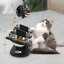 加高猫碗，可调节猫食碗，15 度倾斜食碗，适用于猫、幼犬和小型宠物，加高狗食碗，可调节狗粮和水碗，带 3 个不锈钢支架，宠物必需品，易于组装和携带，易于清洁，可拆卸和清洗，适用于多只小猫的必备猫碗 - 彩色 - 查看 13