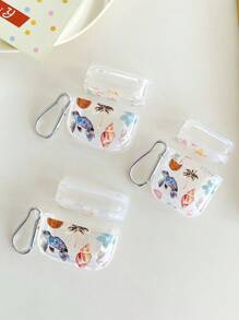 Transparent Earphones Case With Sea Turtle, Coconut, And Seashell Designs, Comes With 1 Earphones Case Hanging Buckle, Compatible With AirPods Pro (2nd Generation), AirPods 3, AirPods Pro, AirPods 1/2, AirPods 4