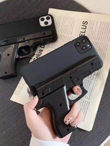 趣味玩具枪保护壳适用于苹果 17 16 15 14 13 12 11 Pro Max，创意小众防震全覆盖手机壳 - 黑色 - 查看 1