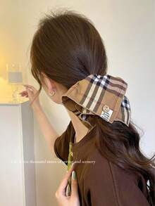 topshiny 复古格子纽扣装饰发圈，女士发饰，发圈，发球，休闲，洗脸，头饰