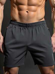 1 pieza Pantalones cortos deportivos para hombre para primavera/verano, pantalones cortos casuales de entrenamiento para correr y hacer fitness, sueltos, transpirables, ligeros y de secado rápido, con rayas reflectantes y estampado, ideales para entrenamientos de verano