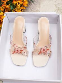 Women's Chunky Heel Sandals, New Design Versatile French Open Toe Square Toe Roman Sandals, Fashionable Outdoor Non-Slip Rubber Sole Elegant High Heel Ladies Niche Design Classy Sandals