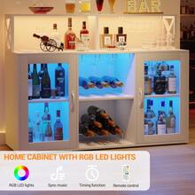 Huisuilinss Wine Bar Cabinet Liquor Cabinet With Led Lights And Glass Holder Home Coffee Bar Cabinet Kitchen Buffet Sideboard With Storage Shelves Modern Wine Cabinet For Dining Room - Xem 11