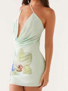 Women's Mini Bodycon Dress Loose Fit Stylish Floral Print/Solid V Neck Sleeveless Dress For Spring Summer