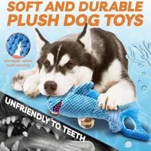 Crinkle Blue Shark Dog Toys For Aggressive Chewers, Dog Toys To Keep Them Busy, Interactive Squeaky Pet Toys, For Puppy Toys For Small,Medium,Large Breeds