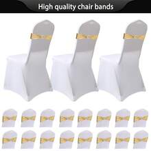 Metallic Chair Cover Gold Spandex Chair Sashes - 50pcs Premium Stretch Bows With Buckle Slider, Universal Elastic Bands For Wedding Party Banquet Decoration Decorative Bow, Smooth Texture,Elegant Stretchable Satin-Like - 金色 - 查看 7