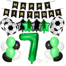 23/24 Stücke, 32 Zoll grüne Zahlen Fußball Geburtstags Party Dekorationen inklusive Zahlen 7, 8, 9, 10, 11, 12 und Pentagramm & Fußball Ballon Set, Sport Themen Party Dekoration, Geburtstags Dekoration, Feier Dekoration, geeignet für Fotoshootings, Atmosphäre Hintergrund Aufbau, Party Zubehör