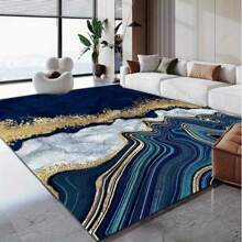 This Large Nordic-Style Marble And Gold Artistic Rug Is Crafted From Crystal Velvet With An Anti-Slip Rubber Bottom. It Is Machine Washable And Features Upgraded, Thick, And Dense Material That Resists Fading. Ideal For Living Rooms And Bedrooms, Its Navy Blue And Gold Design Is Perfect For Holidays Like Christmas, Thanksgiving, Easter, Mother's Day, And Father's Day. Room Decor Bathroom Accessories Back To School Entryway Decor Bathroom Kitchen Decor