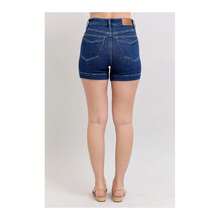 Full Size High Waist Tummy Control Denim Shorts Plus Size - DK - 查看 3