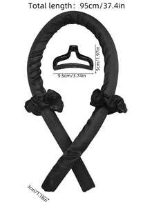 4 pièces Set Chouchous de couleur unie et accessoires de cheveux boucleurs, articles scolaires, cadeaux - Noir - Voir 4